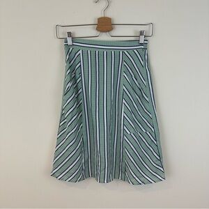 Roolee Green Striped Midi Skirt with Pockets Size XS Women's